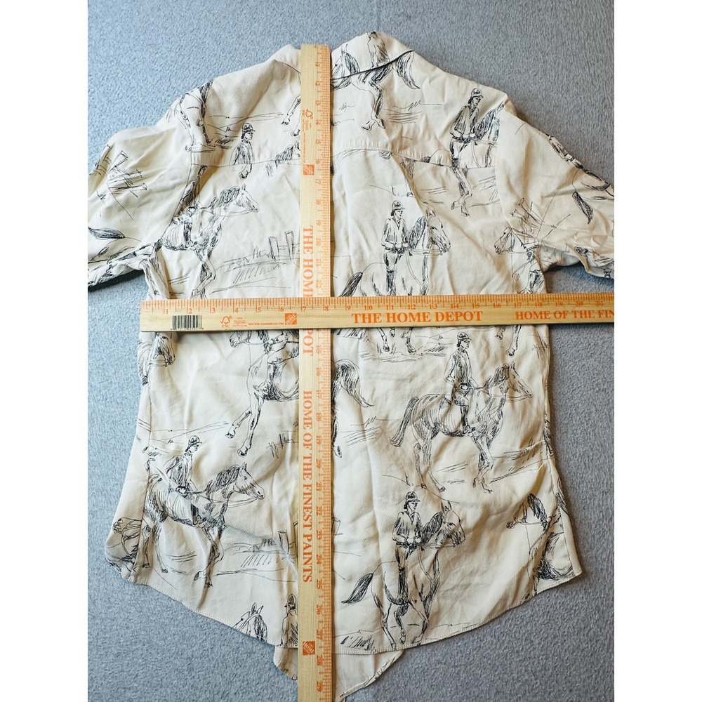 Ariat Cream Button-Down Shirt with Black Horse Sketch Print - Picture 9 of 13